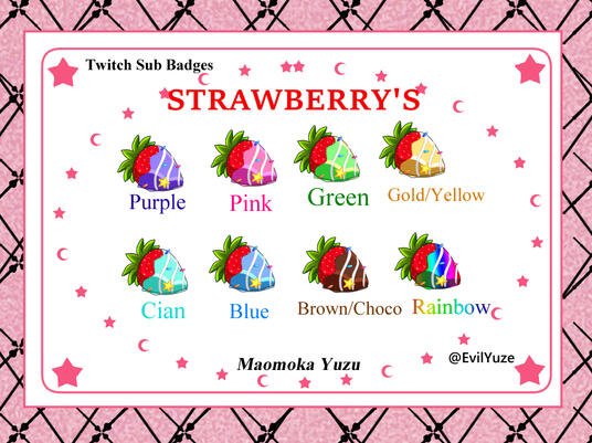 Strawberry Sub badges pack. You can find these on Booth & Ko-fi